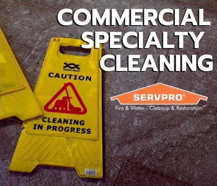 commercial cleaning sign on floor